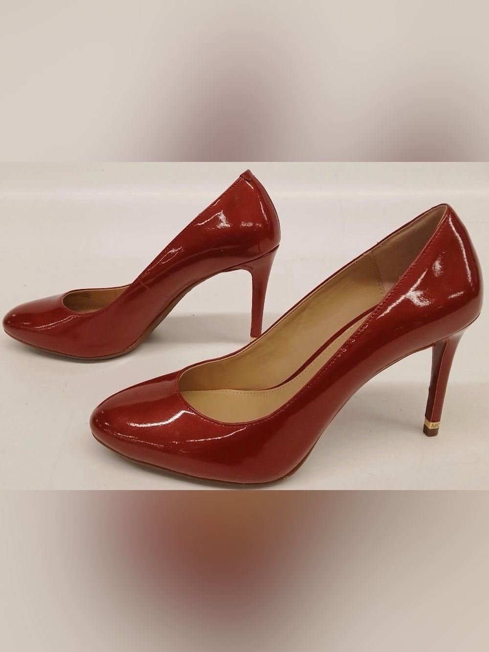 Michael Kors Ashby Flex Pumps Cherry Red Pearl Patent Heels Size 8